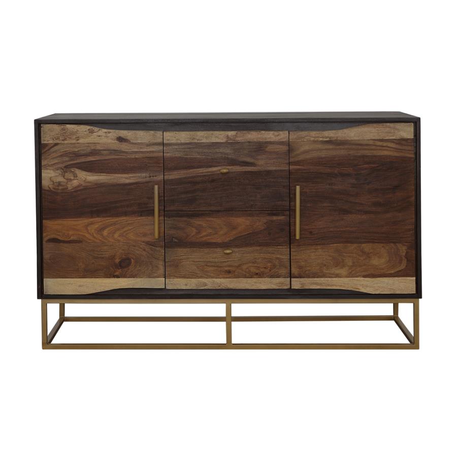 Zara 2-Drawer Accent Cabinet Black Walnut And Gold