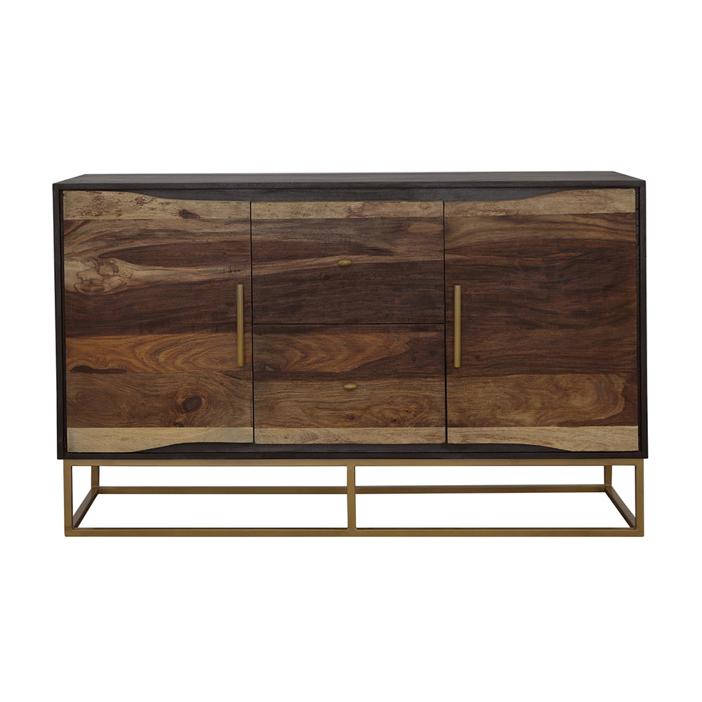 Zara 2-Drawer Accent Cabinet Black Walnut And Gold