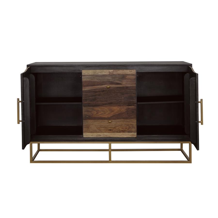 Zara 2-Drawer Accent Cabinet Black Walnut And Gold