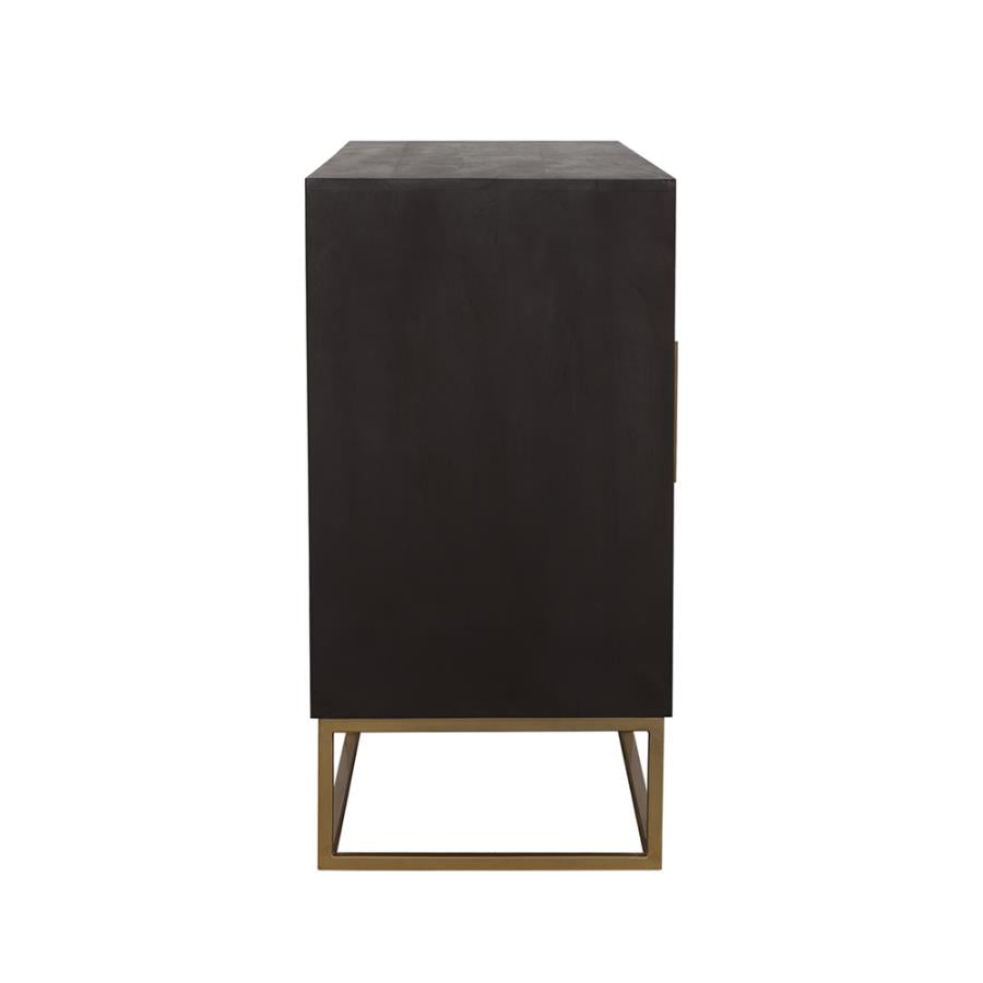Zara 2-Drawer Accent Cabinet Black Walnut And Gold