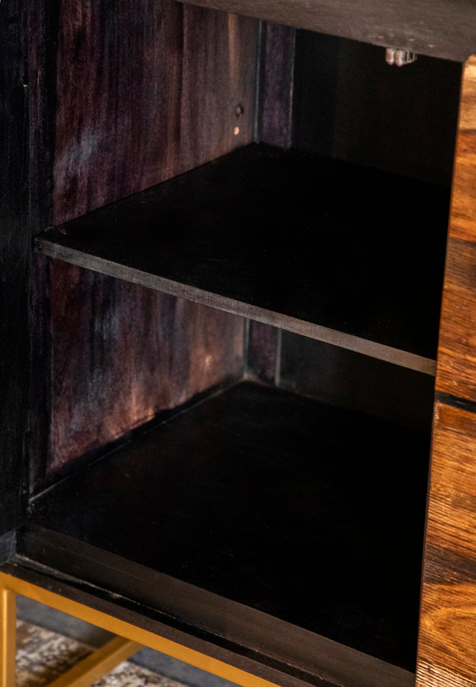 Zara 2-Drawer Accent Cabinet Black Walnut And Gold