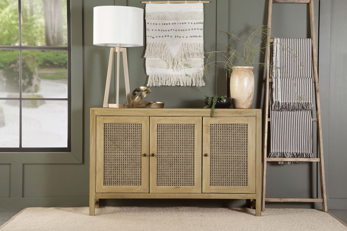 Amaryllis Rectangular 3-Door Accent Cabinet Natural