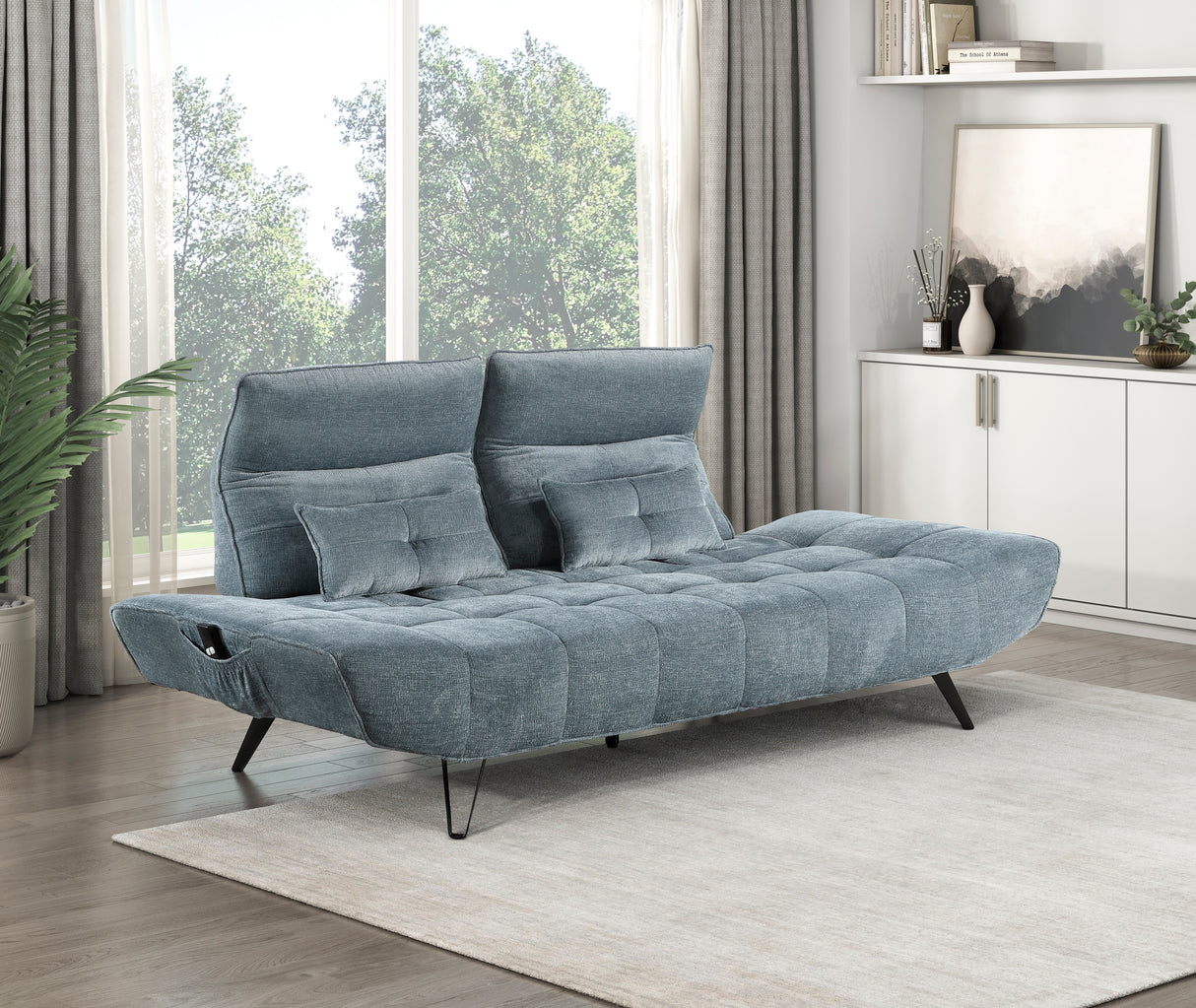 Sofa With Power Adjustable Seat Depth And Manual Headrests