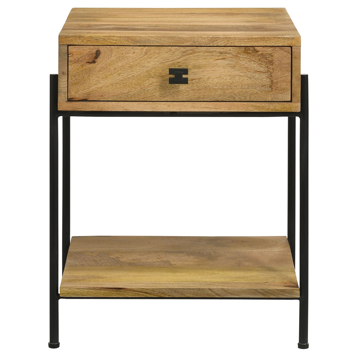 Declan 1-Drawer Accent Table With Open Shelf Natural Mango And Black