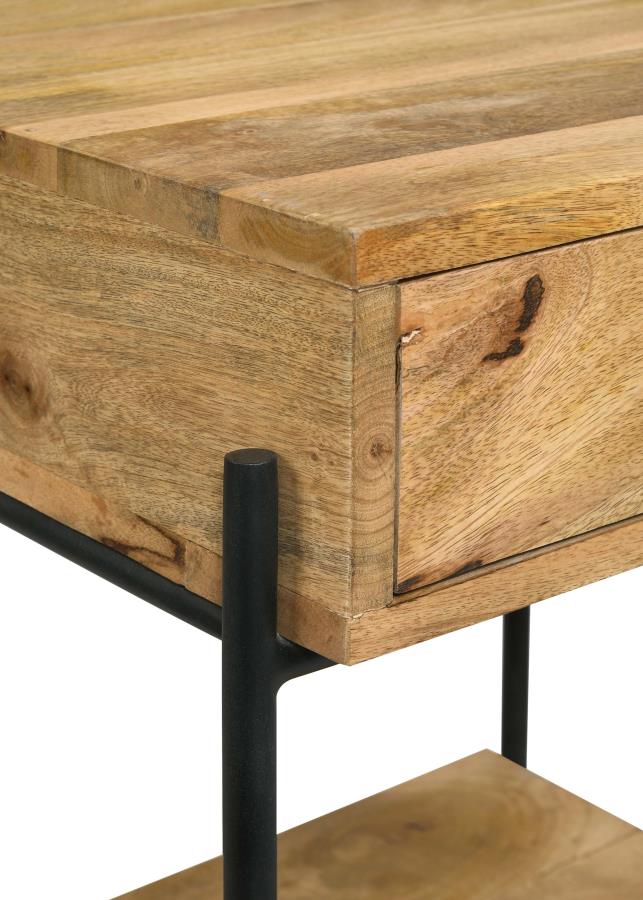 Declan 1-Drawer Accent Table With Open Shelf Natural Mango And Black