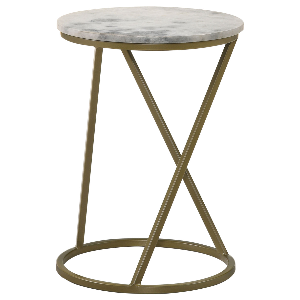 Malthe Round Accent Table With Marble Top White And Antique Gold