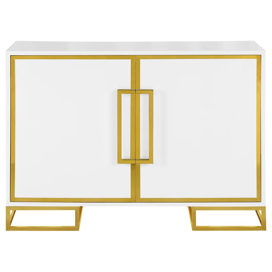 Elsa 2-Door Accent Cabinet With Adjustable Shelves White And Gold