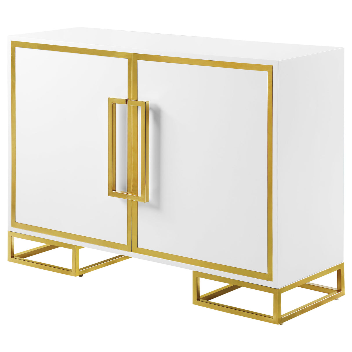 Elsa 2-Door Accent Cabinet With Adjustable Shelves White And Gold