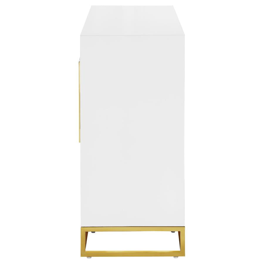 Elsa 2-Door Accent Cabinet With Adjustable Shelves White And Gold