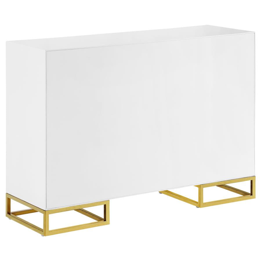 Elsa 2-Door Accent Cabinet With Adjustable Shelves White And Gold