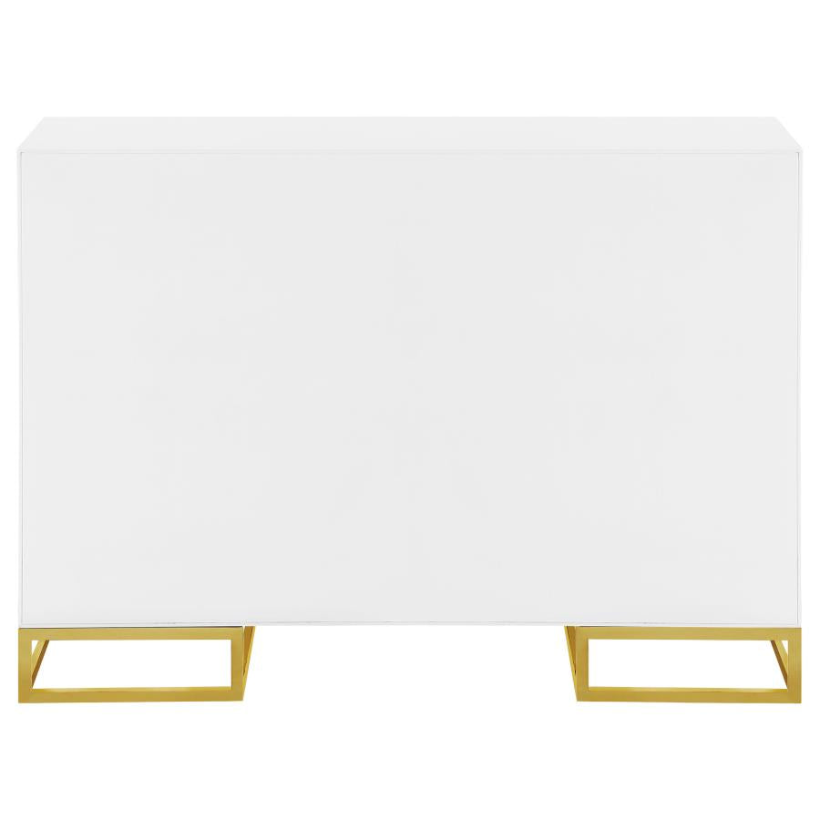 Elsa 2-Door Accent Cabinet With Adjustable Shelves White And Gold
