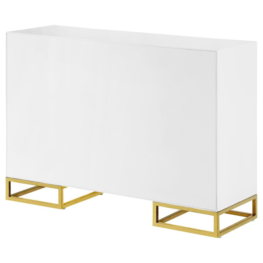 Elsa 2-Door Accent Cabinet With Adjustable Shelves White And Gold