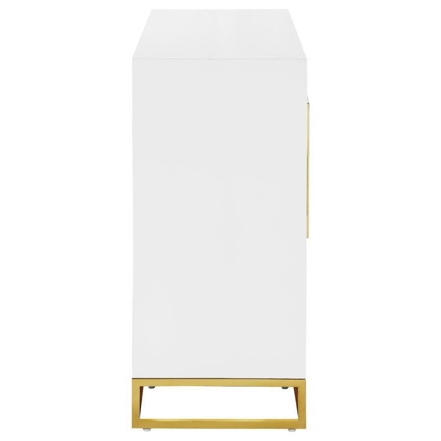 Elsa 2-Door Accent Cabinet With Adjustable Shelves White And Gold