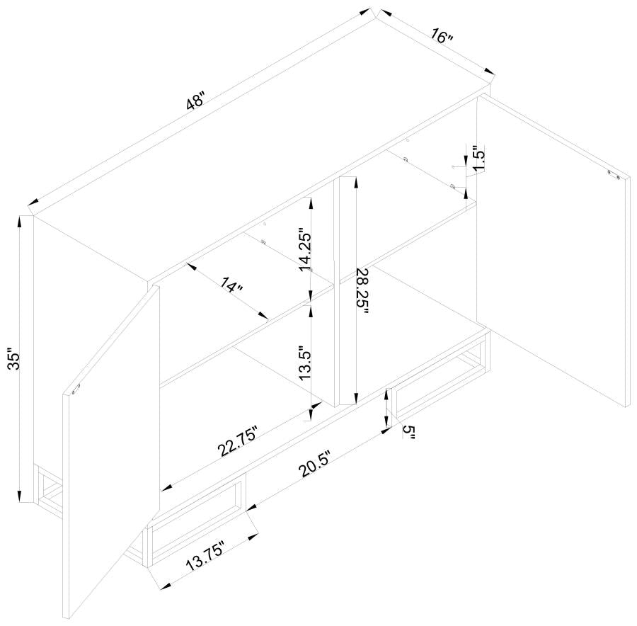 Elsa 2-Door Accent Cabinet With Adjustable Shelves White And Gold