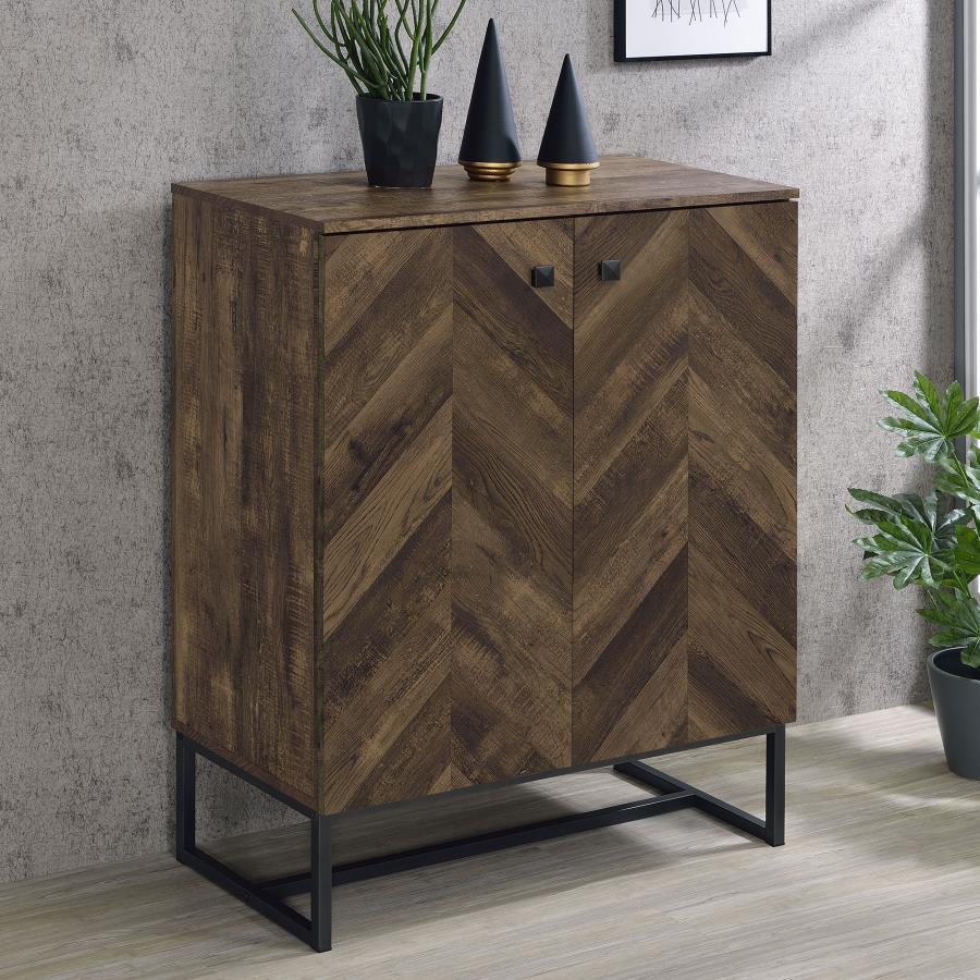 Carolyn 2-Door Accent Cabinet Rustic Oak And Gunmetal