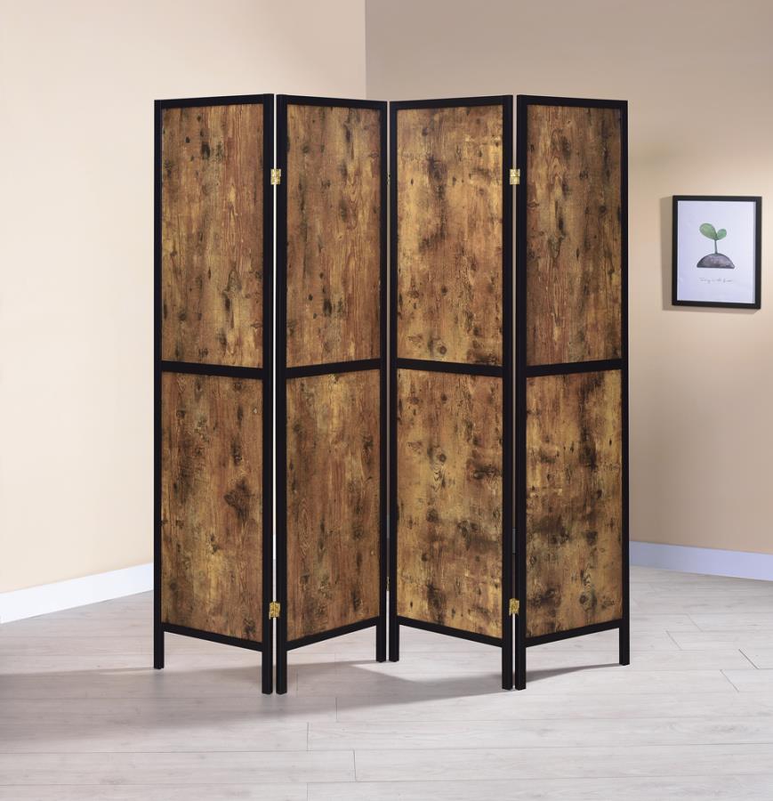 Deepika 4-Panel Folding Screen Antique Nutmeg And Black