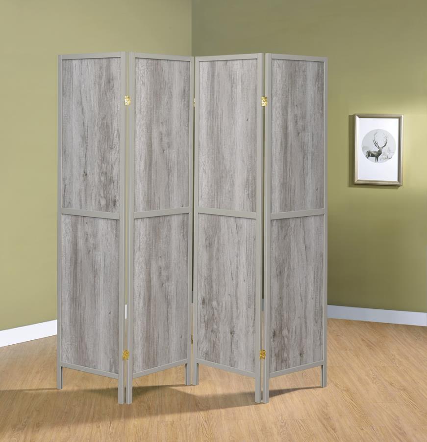 Deepika 4-Panel Folding Screen Grey Driftwood