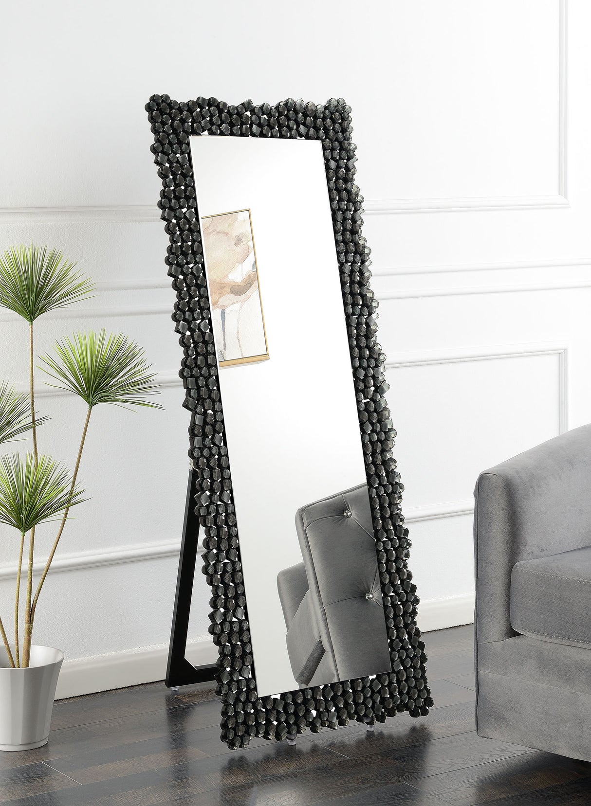 Mckay Textural Frame Cheval Floor Mirror Silver And Smoky Grey