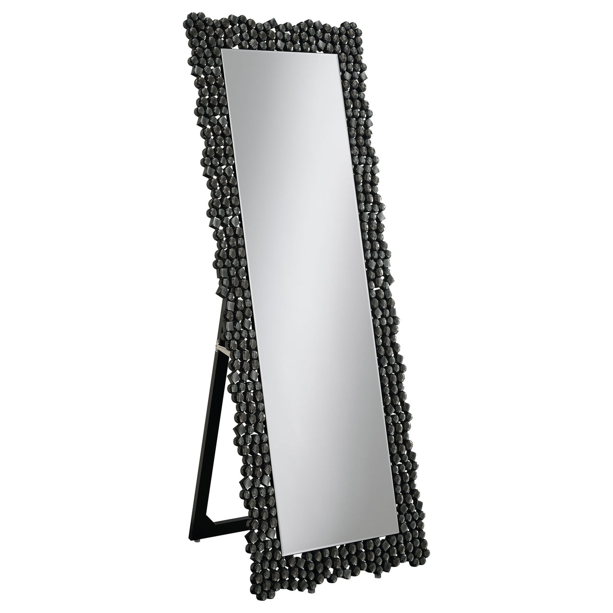 Mckay Textural Frame Cheval Floor Mirror Silver And Smoky Grey