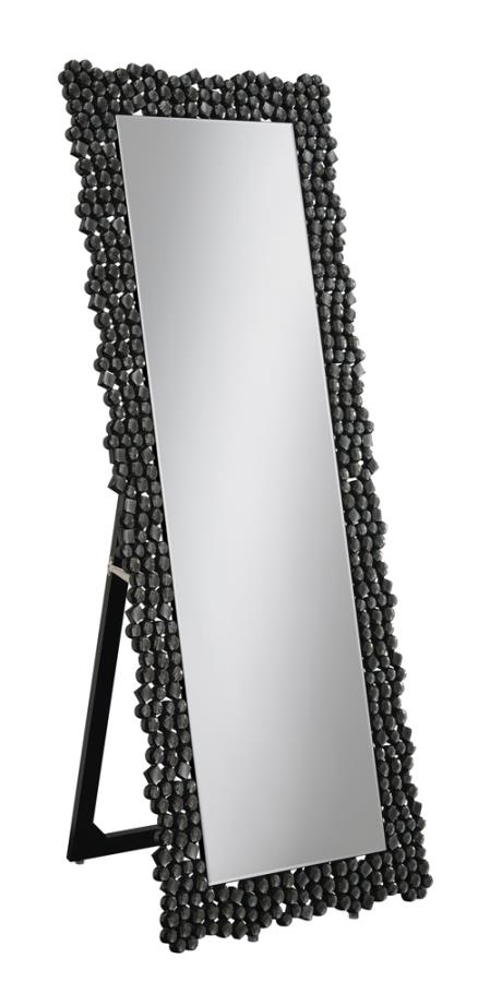 Mckay Textural Frame Cheval Floor Mirror Silver And Smoky Grey
