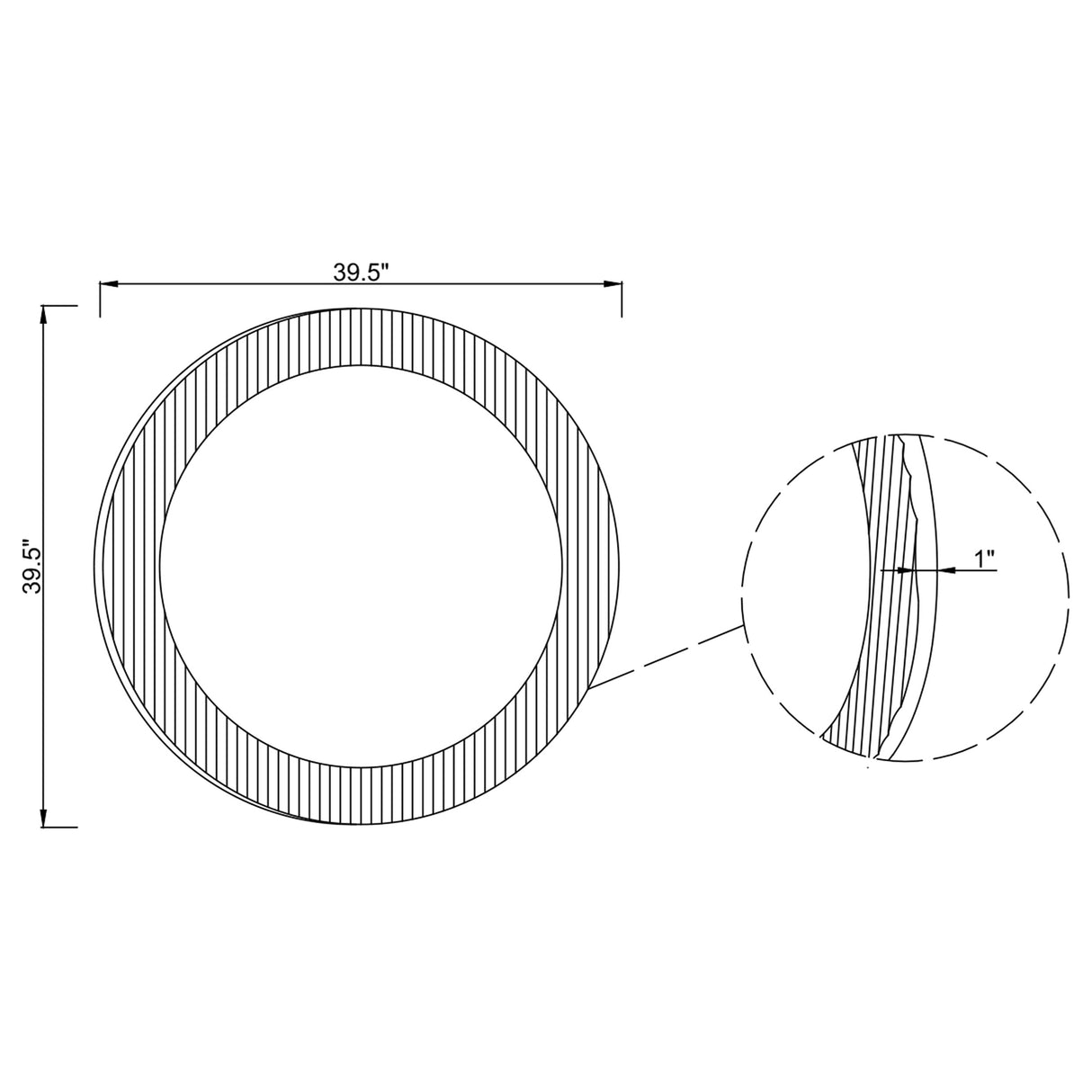 Dexter 40 x 40 Inch Round Reeding Frame Wall Mirror Brown