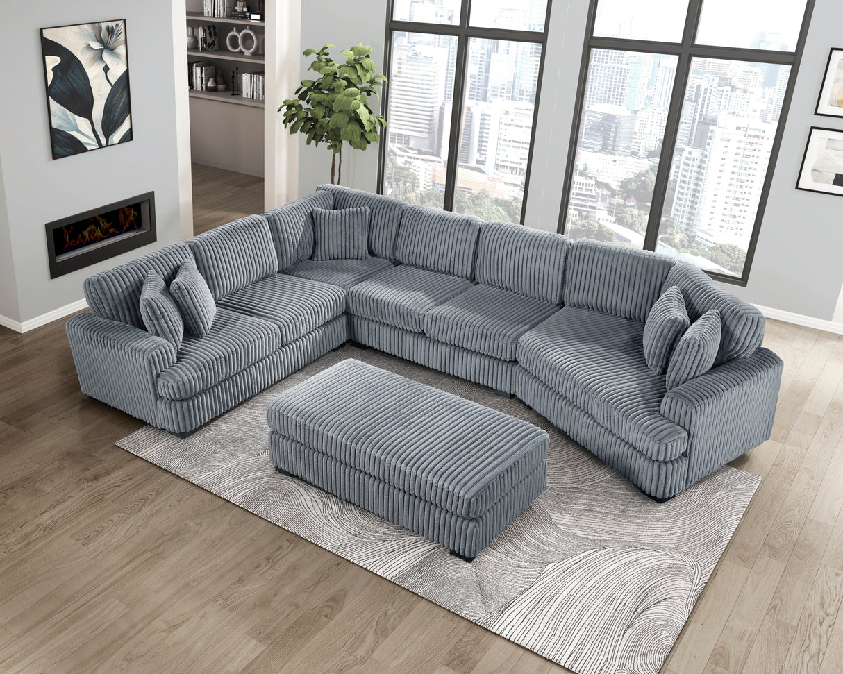 5-Piece Sectional With Right Cuddler And Ottoman