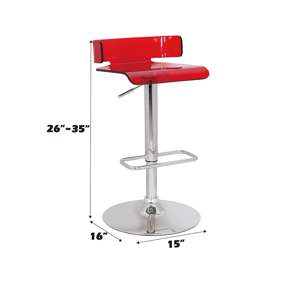 Rania Red & Chrome Finish Stool