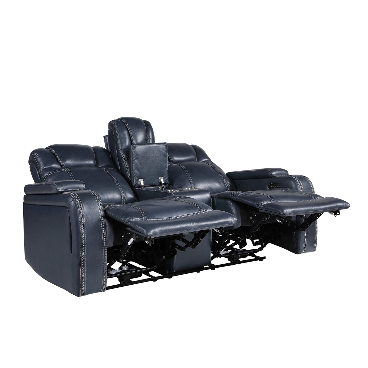 Keziah Power Double Reclining Love Seat With Center Console, Headrests And Storage Arms