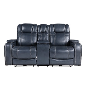 Keziah Power Double Reclining Love Seat With Center Console, Headrests And Storage Arms