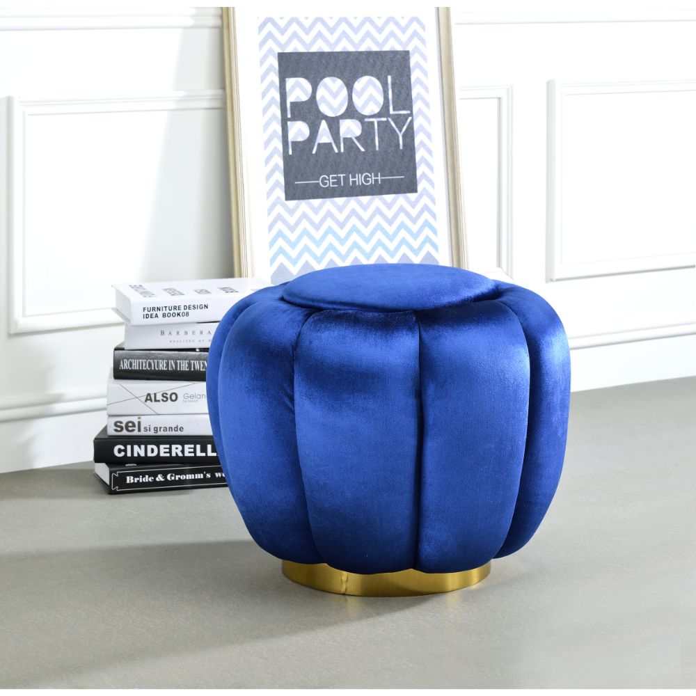 Heiress Sapphire Blue Velvet Ottoman