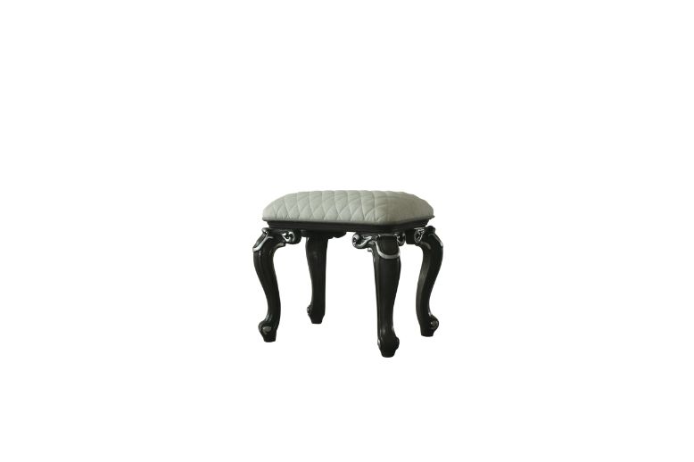 House Ivory Fabric & Charcoal Finish Delphine Stool