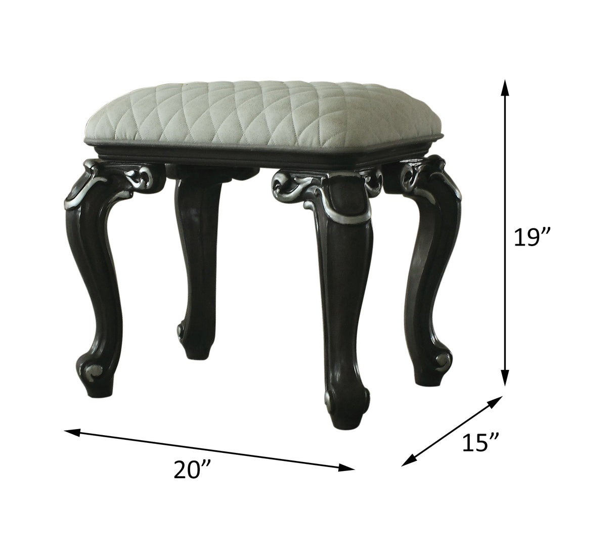 House Ivory Fabric & Charcoal Finish Delphine Stool