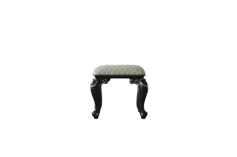 House Ivory Fabric & Charcoal Finish Delphine Stool