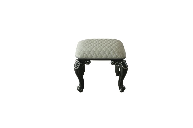 House Ivory Fabric & Charcoal Finish Delphine Stool
