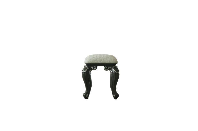 House Ivory Fabric & Charcoal Finish Delphine Stool