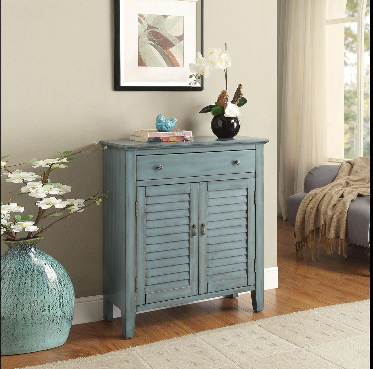 Winchell Antique Blue Finish Accent Table