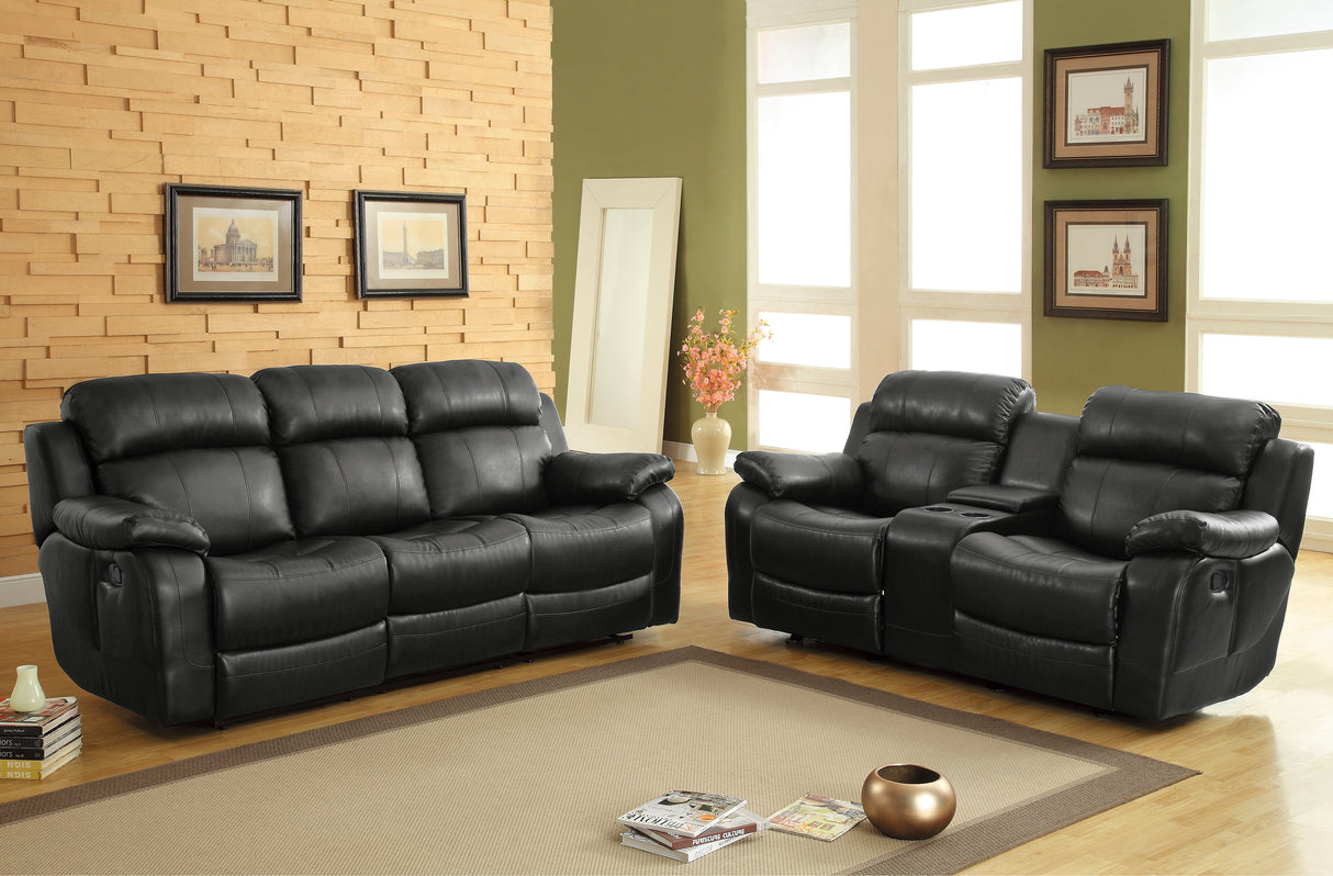 Marille Black Bonded Leather Reclining Sofa