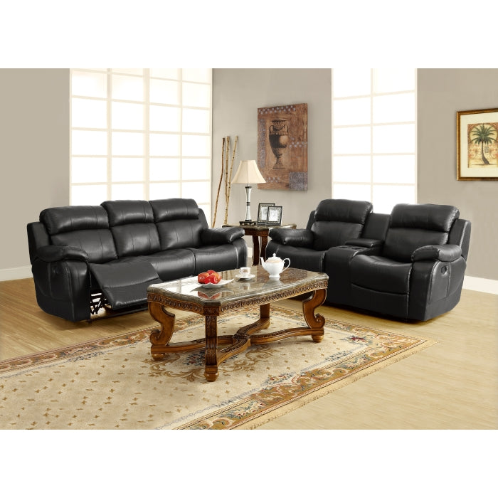 Marille Black Bonded Leather Reclining Sofa