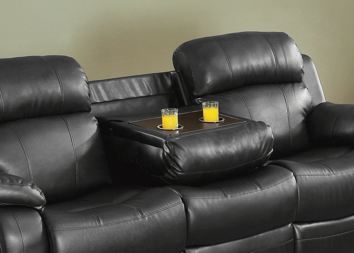 Marille Black Bonded Leather Reclining Sofa