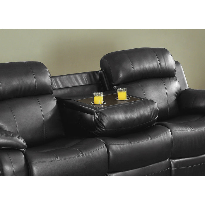 Marille Black Bonded Leather Reclining Sofa