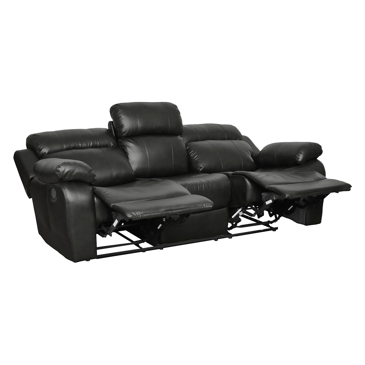 Marille Black Bonded Leather Reclining Sofa