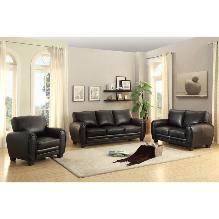 Rubin Black Faux Leather Sofa