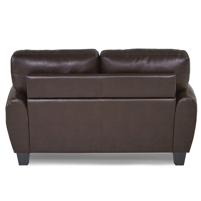 Rubin Dark Brown Faux Leather Loveseat