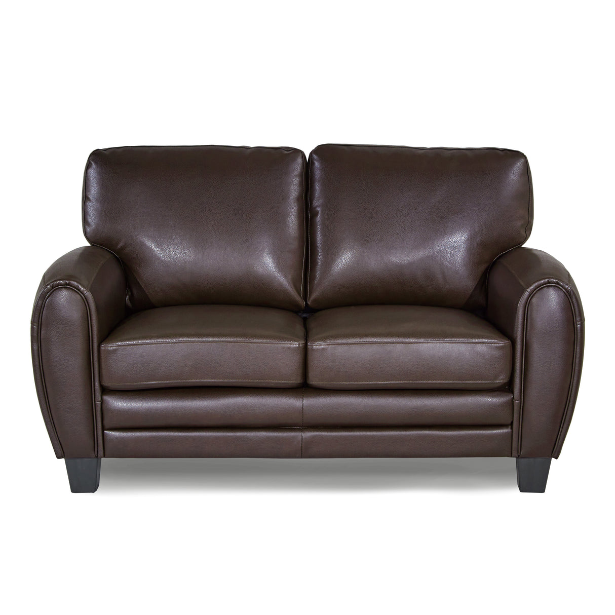 Rubin Dark Brown Faux Leather Loveseat