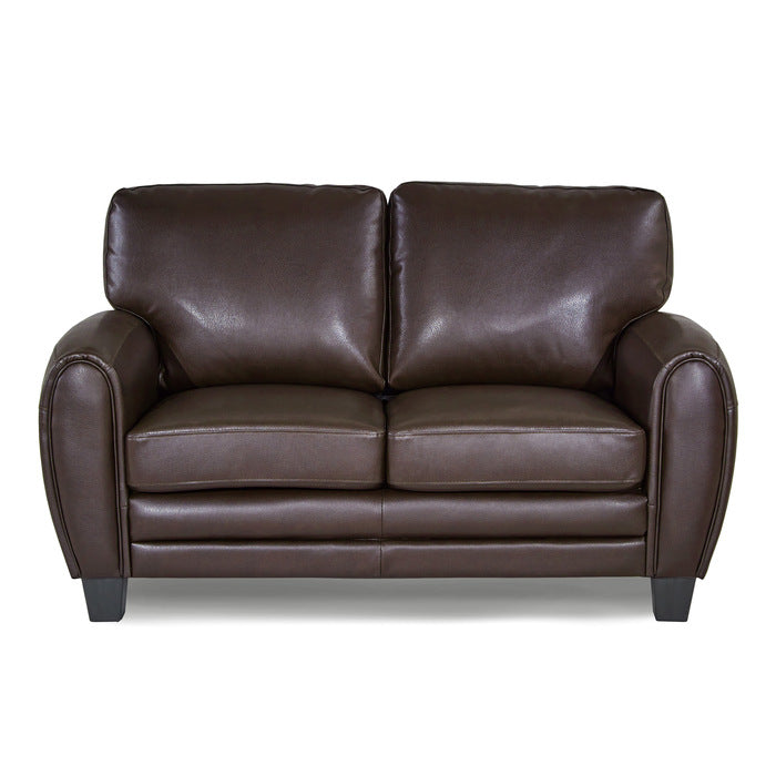 Rubin Dark Brown Faux Leather Loveseat