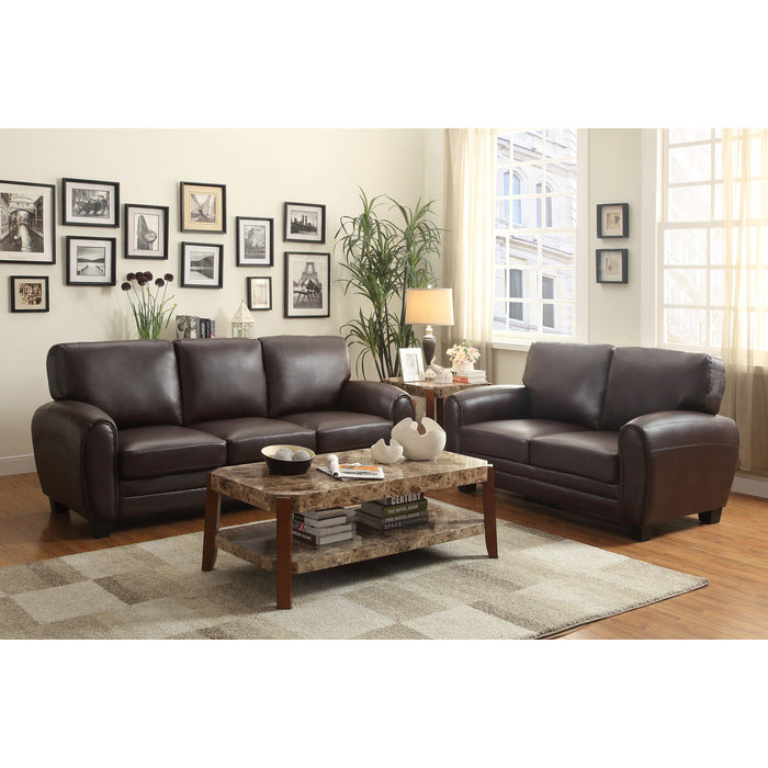 Rubin Dark Brown Faux Leather Loveseat