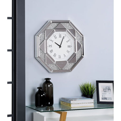 Maita Mirrored & Faux Diamonds Wall Clock