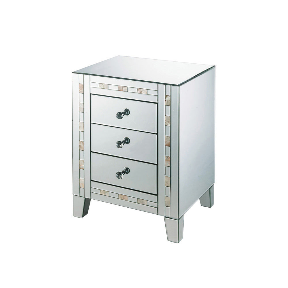 Nasa Mirrored & Mother Pearl Finish Accent Table