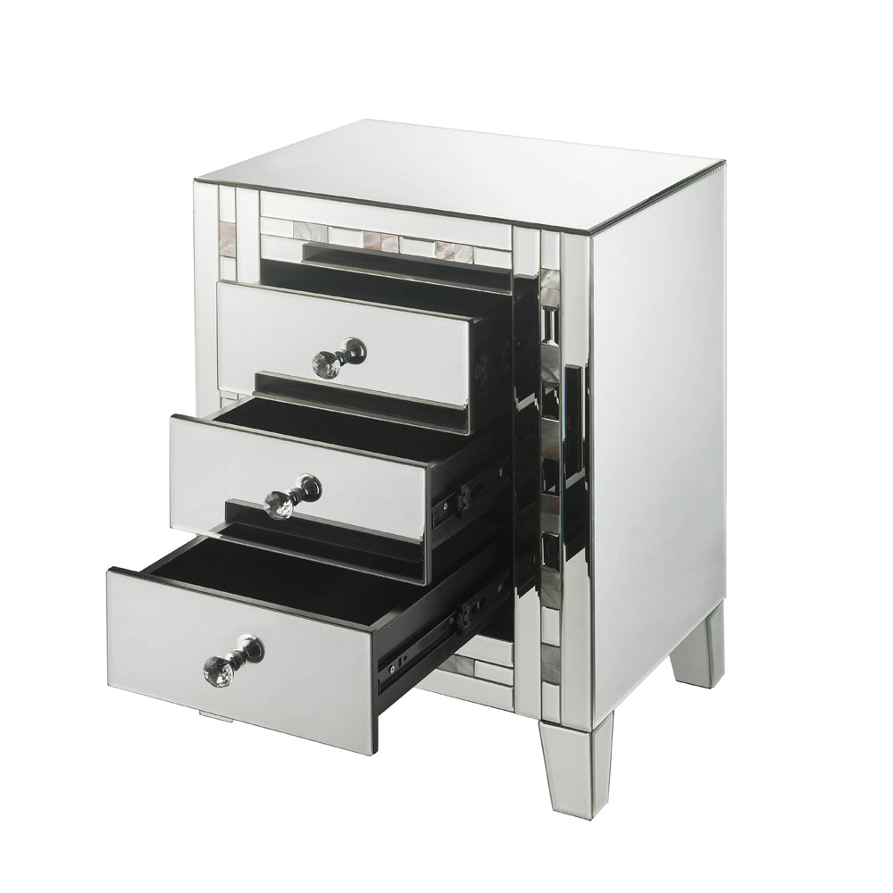 Nasa Mirrored & Mother Pearl Finish Accent Table