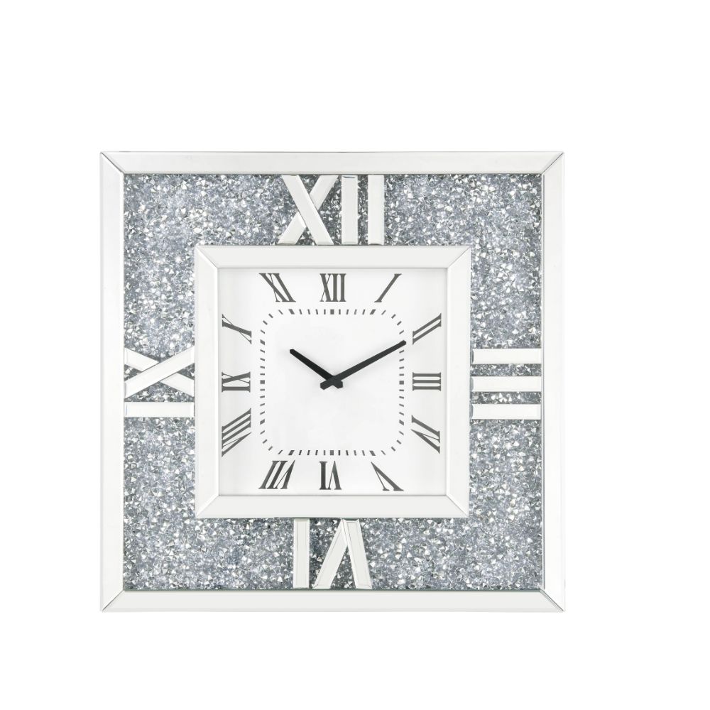 Noralie Mirrored & Faux Diamonds Wall Clock